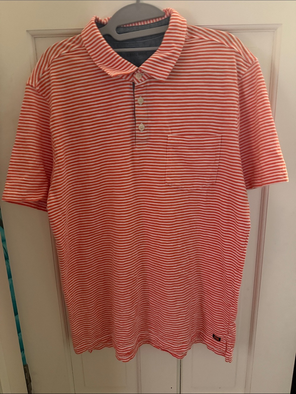 The Normal Brand Men's Short-Sleeve Polo Shirt in Orange Stripe - Size L